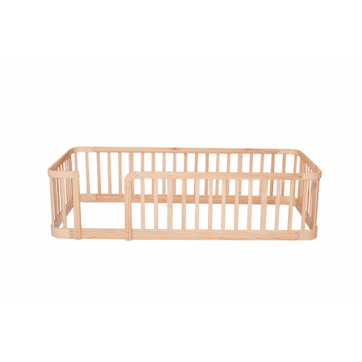 Parque infantil modular 140 x 200 cm - Espaçamento seguro entre as barras de 7 cm, bordas arredondadas, design anti-encravamento no chão, porta de segurança multifuncional para a casa e animais de estimação - Natural