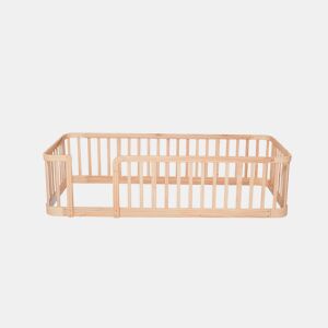 Parque infantil modular 140 x 200 cm - Espaçamento seguro entre as barras de 7 cm, bordas arredondadas, design anti-encravamento no chão, porta de segurança multifuncional para a casa e animais de estimação - Natural