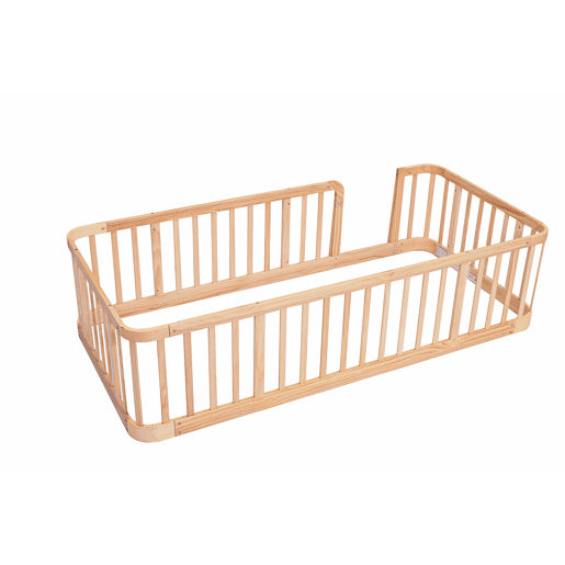 Parque infantil modular 140 x 200 cm - Espaçamento seguro entre as barras de 7 cm, bordas arredondadas, design anti-encravamento no chão, porta de segurança multifuncional para a casa e animais de estimação - Natural