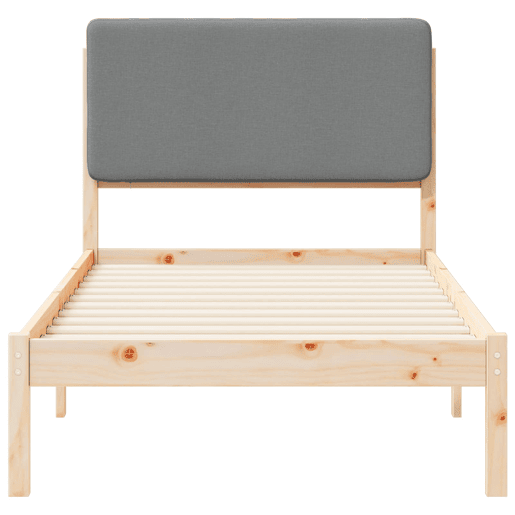 Estrutura de cama de solteiro simple com Cabeceira Estofada Cinzento-claro