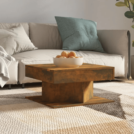 Mesa de Centro, Mesa baixa, 57x57x30 cm derivados de madeira carvalho fumado