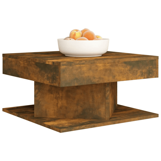 Mesa de Centro, Mesa baixa, 57x57x30 cm derivados de madeira carvalho fumado