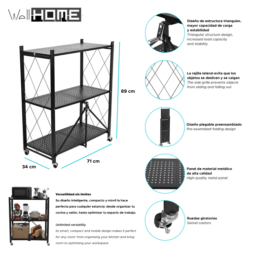 Prateleira dobrável para armazenamento Well Home