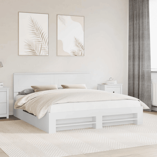 Estrutura De Cama De Casal Simple - Branco 180 x 200 cm Madeira processada