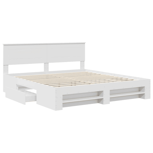 Estrutura De Cama De Casal Simple - Branco 180 x 200 cm Madeira processada