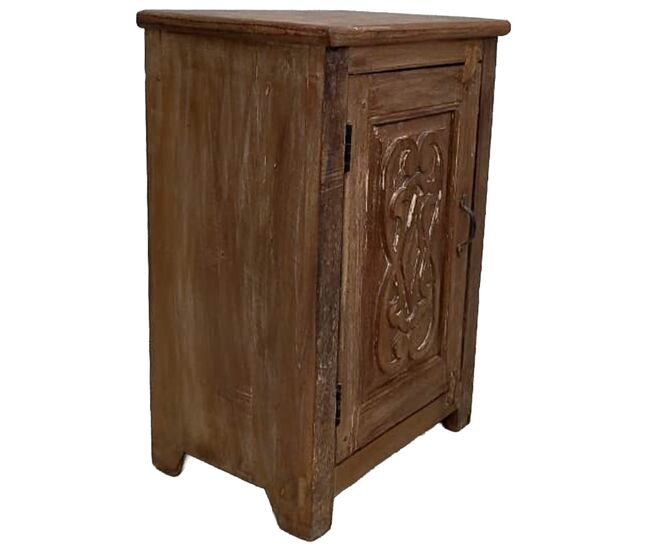 Mesita de noche de madera acabado artesanal marrón 50x35x73 cm