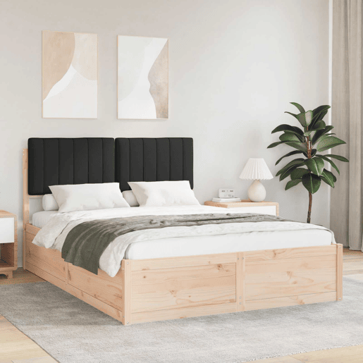Estrutura de Cama de casal moderno com Cabeceira Estofada Preto 135 x 190 cm