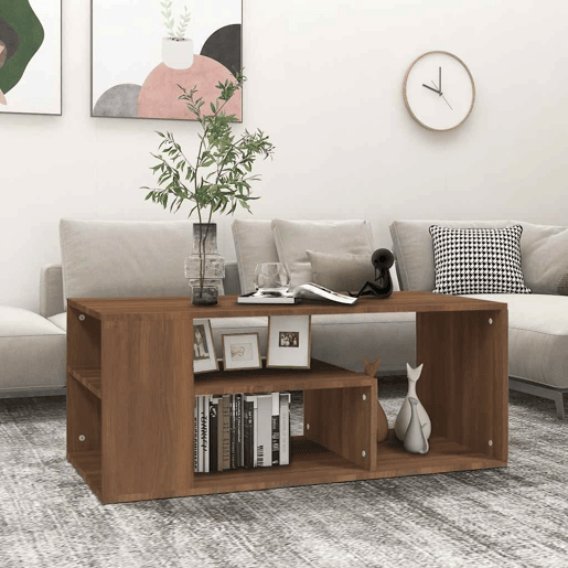 Mesa de Centro, Mesa baixa, 100x50x40 cm derivados de madeira carvalho castanho