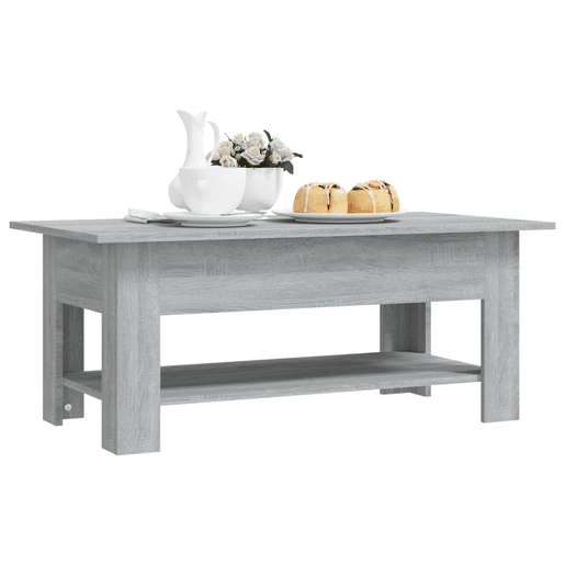 Mesa de Centro, Mesa baixa, 102x55x42 cm madeira processada sonoma cinzento