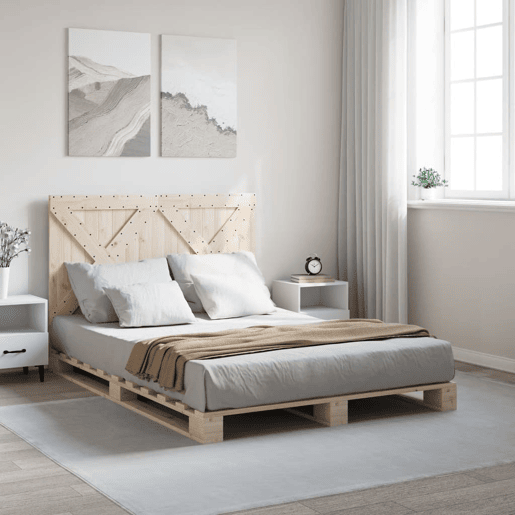 Estrutura de Cama de casal simple com cabeceira 160x200 cm pinho maciço
