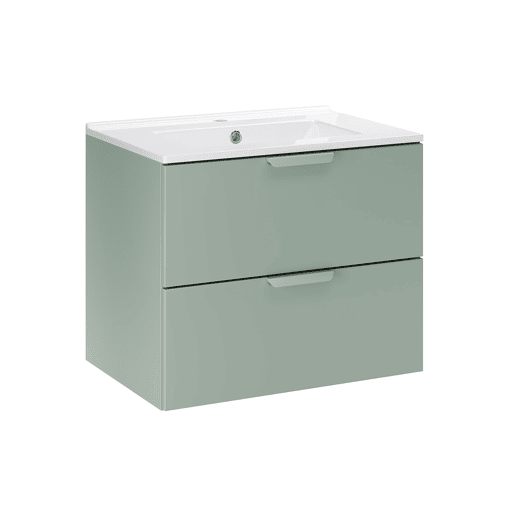 Conjunto móvel lavatório individual 60cm com coluna Oria Verde mate