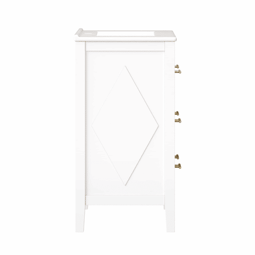 Móvel de lavatório de 81 x 46,5 cm - 3 gavetas de estilo retro, lavatório em cerâmica, sistema de fecho suave, independente, puxadores metálicos - branco