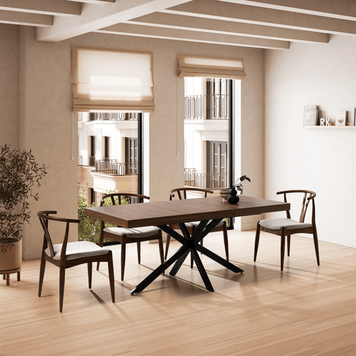 Mesa de jantar extensÃvel Genova efeito Nogueira, 140-180 cm Mesa de jantar extensÃvel Genova efeito Nogueira, 140-180 cm