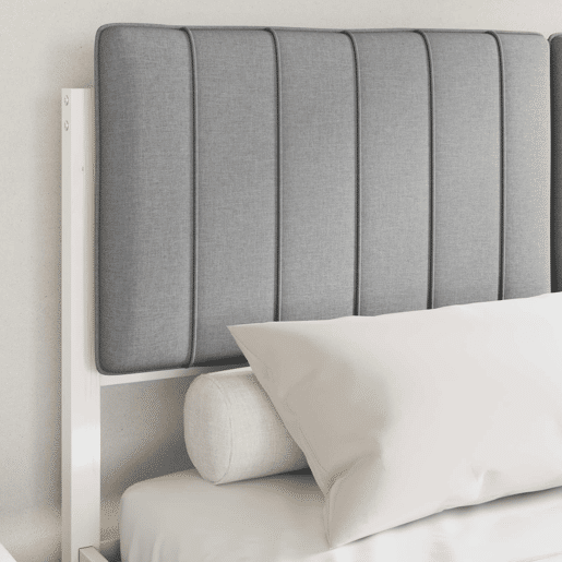 Estrutura de Cama de casal moderno com Cabeceira Estofada Cinzento-claro