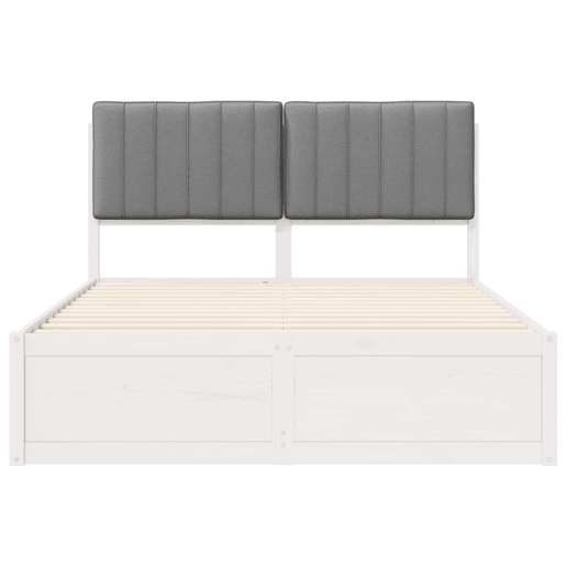 Estrutura de Cama de casal moderno com Cabeceira Estofada Cinzento-claro