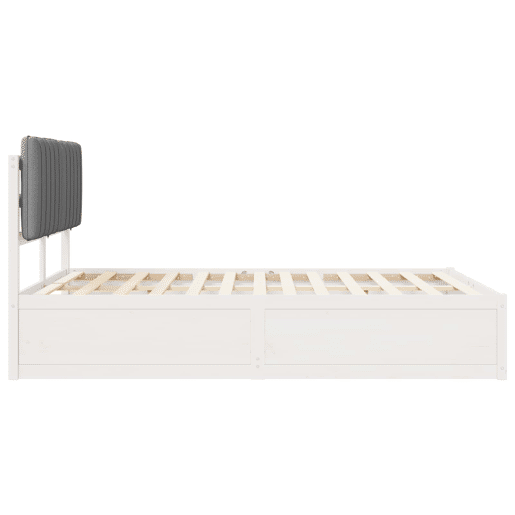 Estrutura de Cama de casal moderno com Cabeceira Estofada Cinzento-claro