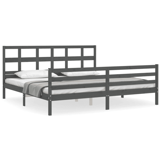 Estrutura de Cama de casal moderno com cabeceira 200x200 cm madeira maciça cinza