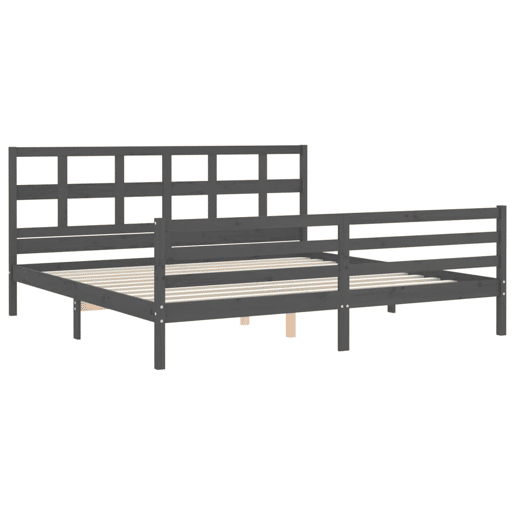 Estrutura de Cama de casal moderno com cabeceira 200x200 cm madeira maciça cinza