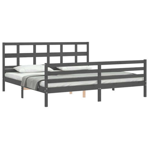 Estrutura de Cama de casal moderno com cabeceira 200x200 cm madeira maciça cinza