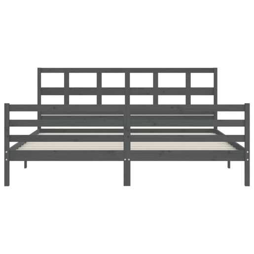 Estrutura de Cama de casal moderno com cabeceira 200x200 cm madeira maciça cinza