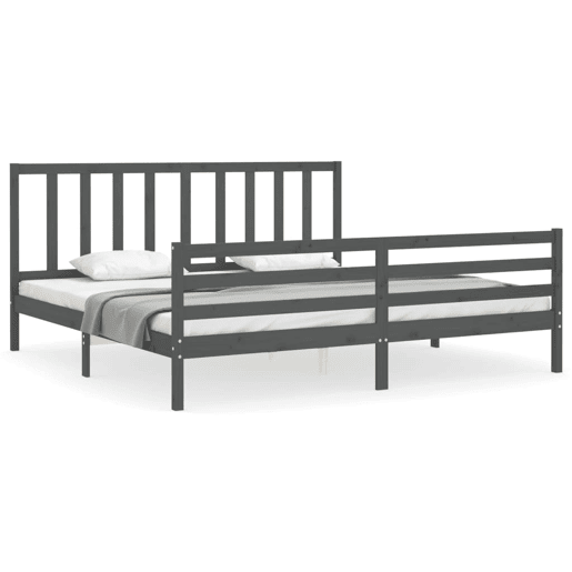 Estrutura de Cama de casal moderno com cabeceira 200x200 cm madeira maciça cinza