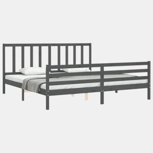 Estrutura de Cama de casal moderno com cabeceira 200x200 cm madeira maciça cinza