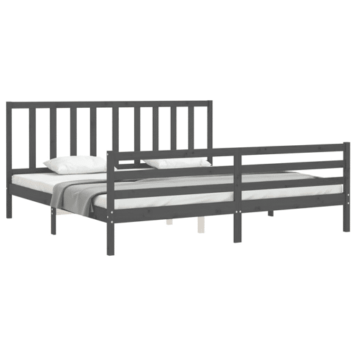 Estrutura de Cama de casal moderno com cabeceira 200x200 cm madeira maciça cinza