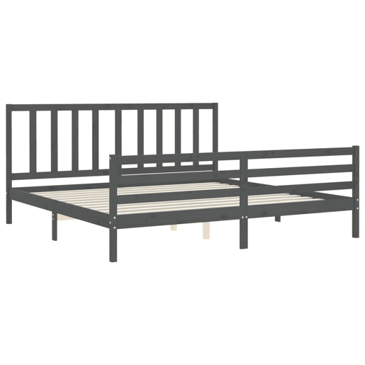 Estrutura de Cama de casal moderno com cabeceira 200x200 cm madeira maciça cinza