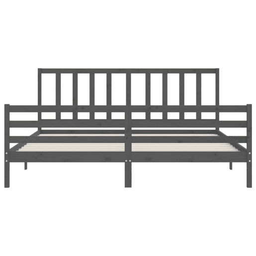 Estrutura de Cama de casal moderno com cabeceira 200x200 cm madeira maciça cinza