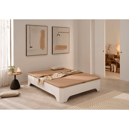 Sofá-cama dobrável Matris com pés, branco Elegance, 135x200 (montagem incluída)
