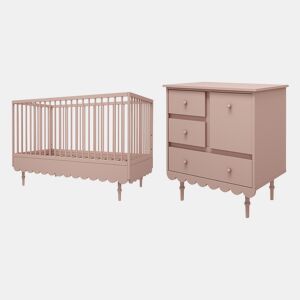Berço evolutivo 70x140 e cómoda 3 gavetas Wood Luck Babushka Rosa