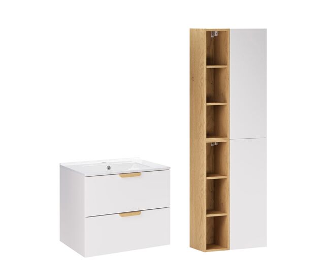 Mueble lavabo 60cm con pedestal oria blanco mate