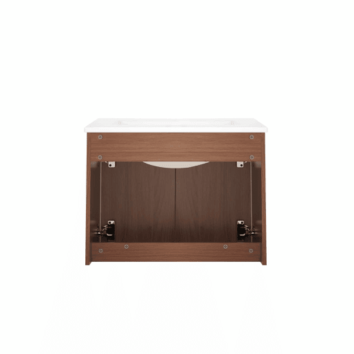 Móvel de casa de banho de 60 cm - amplo espaço de arrumação com 2 portas com fecho suave - castanho avermelhado