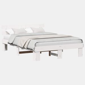 Estrutura da Cama de casal simple com cabeceira Branco 160 x 200 cm