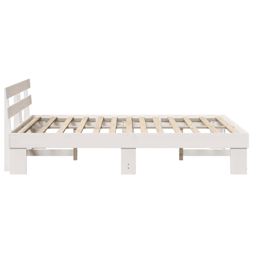 Estrutura da Cama de casal simple com cabeceira Branco 160 x 200 cm