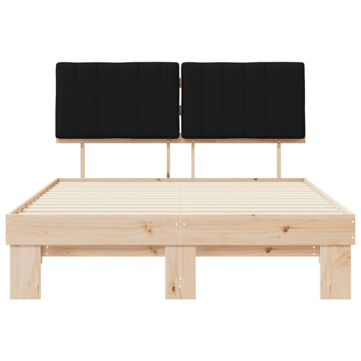 Estrutura de Cama de casal moderno com Cabeceira Estofada Preto 135 x 190 cm