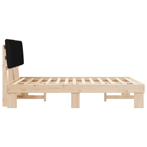 Estrutura de Cama de casal moderno com Cabeceira Estofada Preto 135 x 190 cm