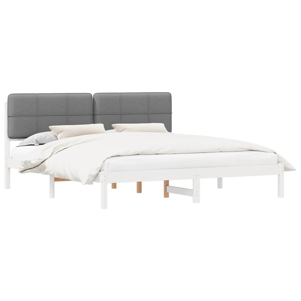 Estructura de cama matrimonial 185x205 Blanco/ Gris Claro