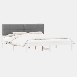 Estrutura de Cama de casal moderno com Cabeceira Estofada Cinzento-claro