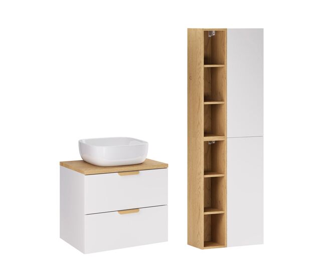 Mueble de lavabo de 60 cm con pedestal oria blanco mate