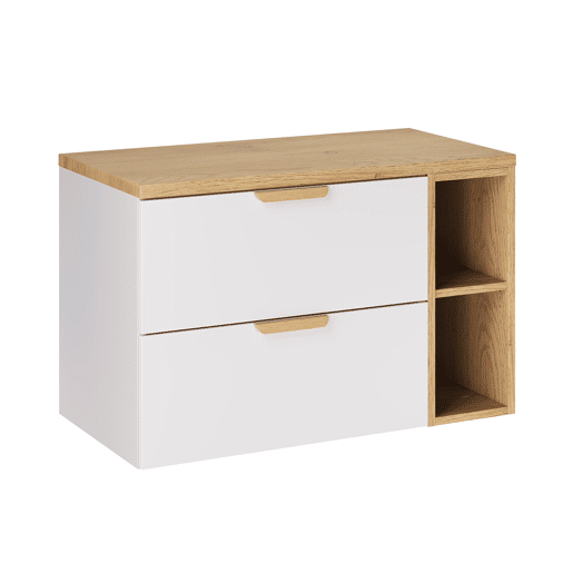 Móvel de lavatório Oria 2 nichos 80cm Branco mate