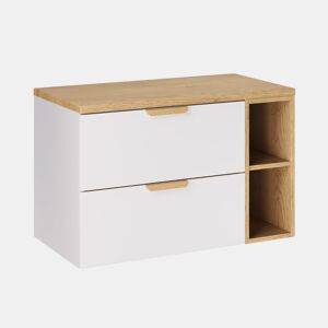 Móvel de lavatório Oria 2 nichos 80cm Branco mate