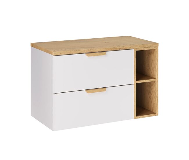 Mueble lavabo oria 2 nichos 80cm blanco mate
