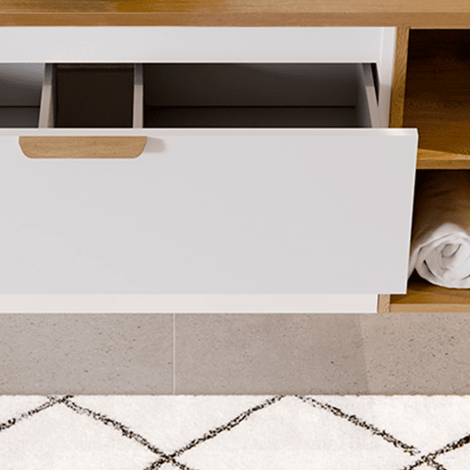 Móvel de lavatório Oria 2 nichos 80cm Branco mate