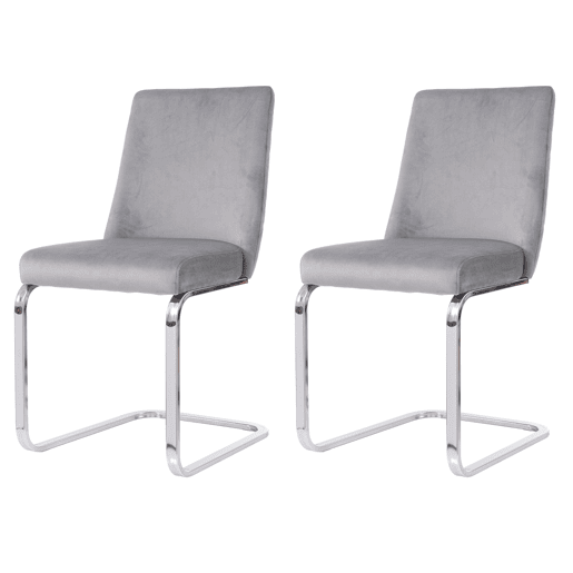 Cadeira de jantar Samt 2 unidades - design diamante, com pernas metálicas prateadas - Cinza