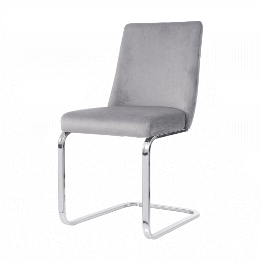 Cadeira de jantar Samt 2 unidades - design diamante, com pernas metálicas prateadas - Cinza