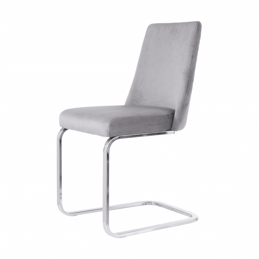 Cadeira de jantar Samt 2 unidades - design diamante, com pernas metálicas prateadas - Cinza