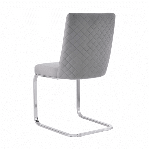Cadeira de jantar Samt 2 unidades - design diamante, com pernas metálicas prateadas - Cinza