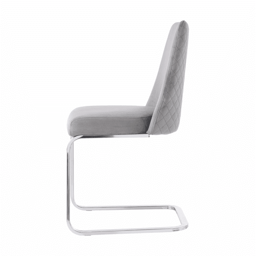 Cadeira de jantar Samt 2 unidades - design diamante, com pernas metálicas prateadas - Cinza