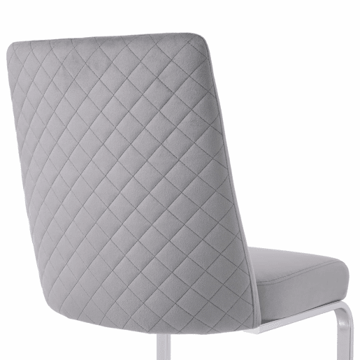 Cadeira de jantar Samt 2 unidades - design diamante, com pernas metálicas prateadas - Cinza